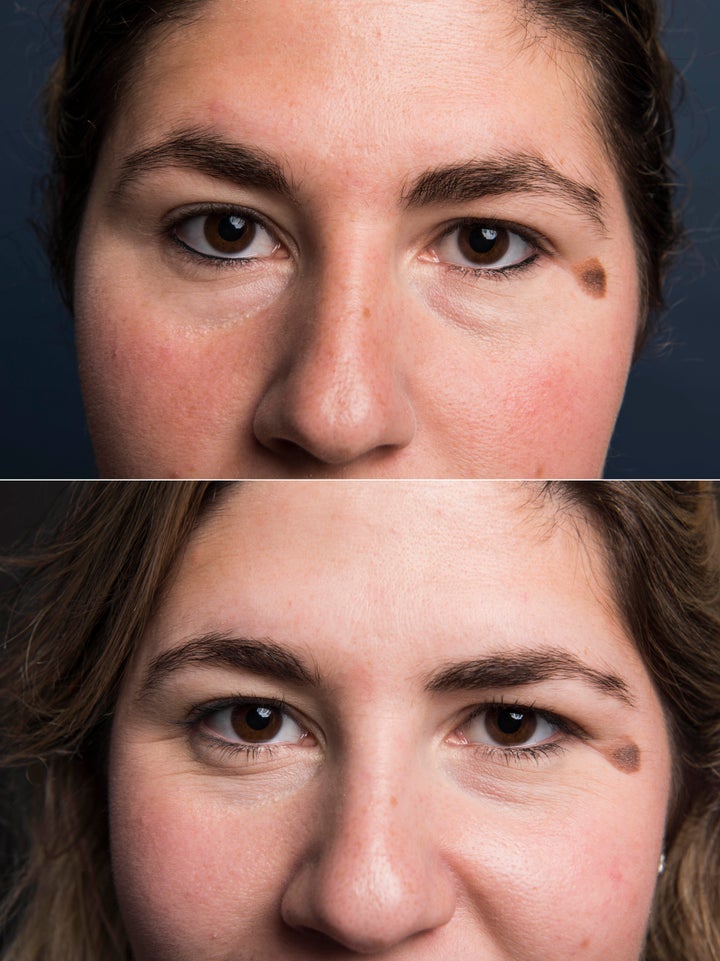 Top: Brows at the beginning. Bottom: After shaping. 