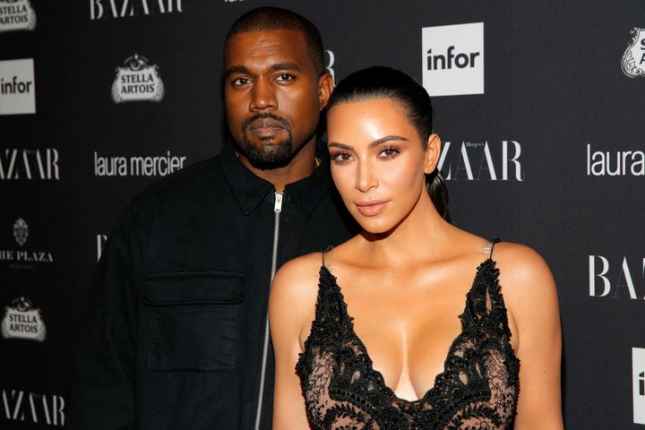 Kanye West and Kim Kardashian attend a Harper's Bazaar's event in September.