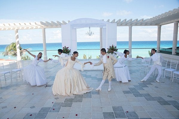 A Film-inspired Wedding at Sandos Cancun Luxury Resort in Cancun, Mexico: Are you a fan of the 1980s Academy Award-winning film Dangerous Liaisons? Well, this is the wedding package of your dreams: The Dangerous Liaisons wedding package will whisk you and your friends and family away to an 18th century French royal court. Among the hits are enjoying a magical string quartet, a ballet decked out with authentic costumes, and regal lounge areas personalized to your specifications with a menu fit for royalty. (Okay, so maybe the ocean views aren’t authentic, but we’ll let that one slip).