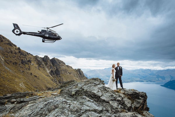 <p><strong>A Cloud Nine Wedding at the Matakauri Lodge in Queenstown, New Zealand: </strong>This far-flung gem of the southern hemisphere can set you up with a private wedding on top of a nearby glacier. You’ll be whisked away on a helicopter past glorious mountains and blue-green ice falls before landing on a beautiful glacier. And Queenstown offers no shortage of games for thrill-seekers, ranging from bungee jumping to skydiving. The adventure doesn’t have to end after the ceremony, as Queenstown offers additional heart-pounding activities such as bungee jumping, ski diving, heli-skiing and more.</p>