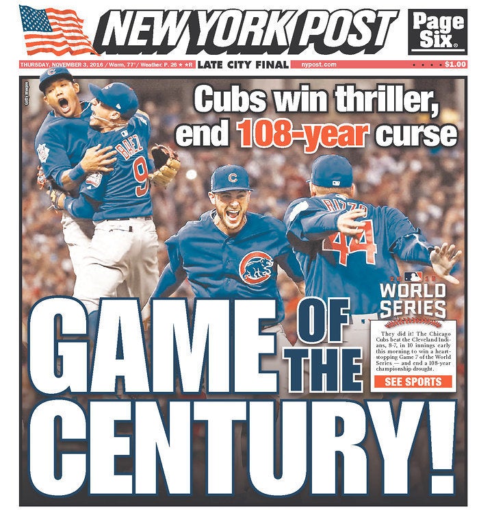 Chicago Cubs World Series Newspaper Front Pages