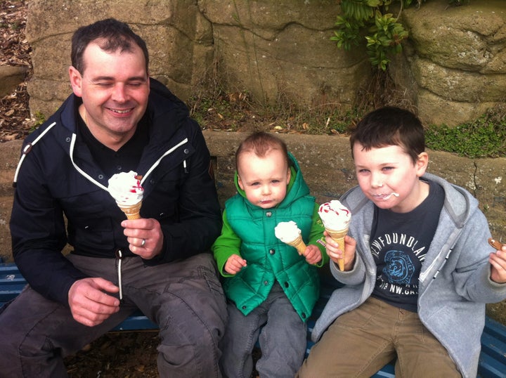 <strong>David Stokes with his sons Matthew and Adam </strong>