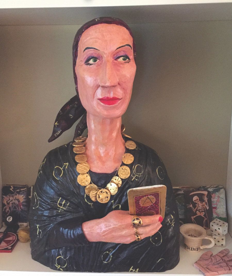 Connie Roberts, "Gypsy Lady Head," 1998, carved and painted wood