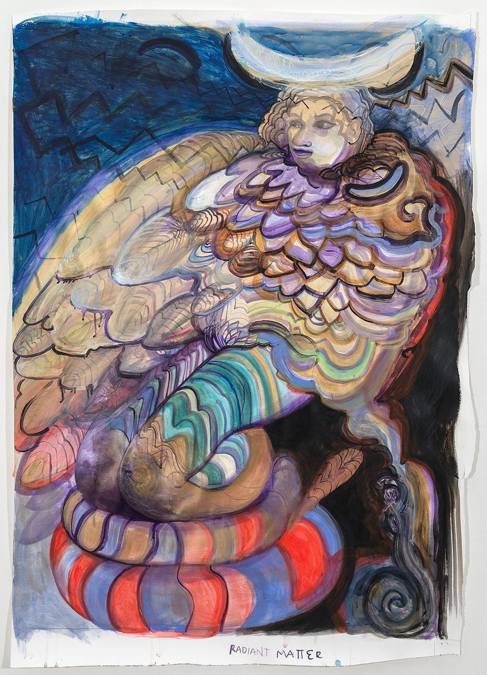 Elizabeth Insogna, "Soul is a Serpent Bird," 2016, acrylic and ink on paper