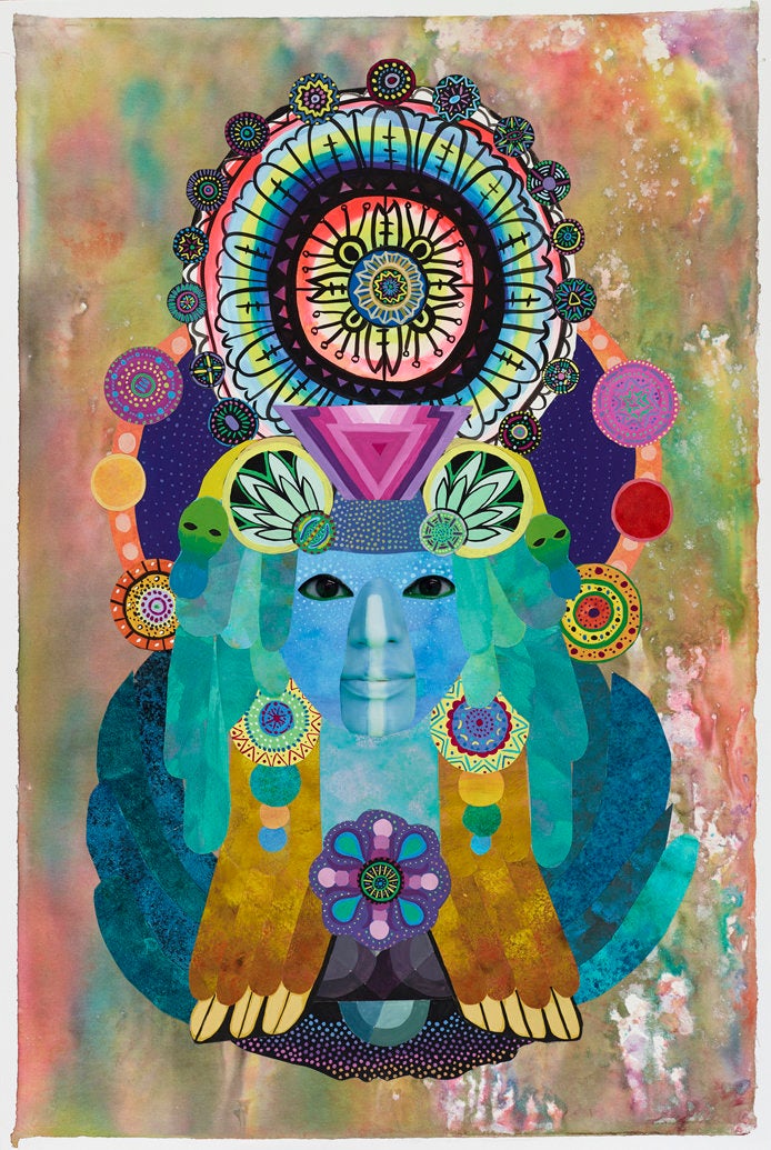 Saya Woolfalk, "Untitled #2 from the ChimaTEK Series," 2014, mixed media collage on paper