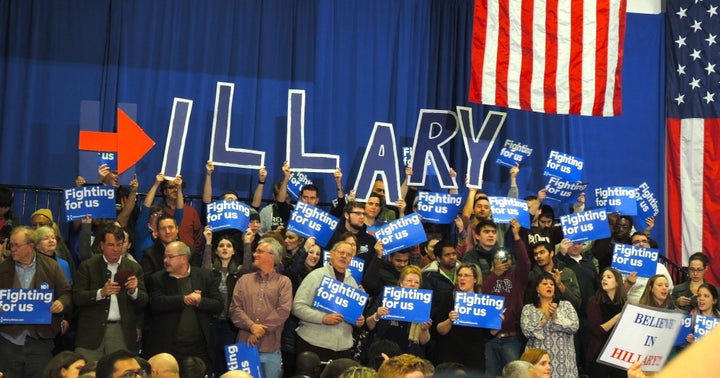 Clinton supporters at an event on the night of the New Hampshire Primary, February 9th.