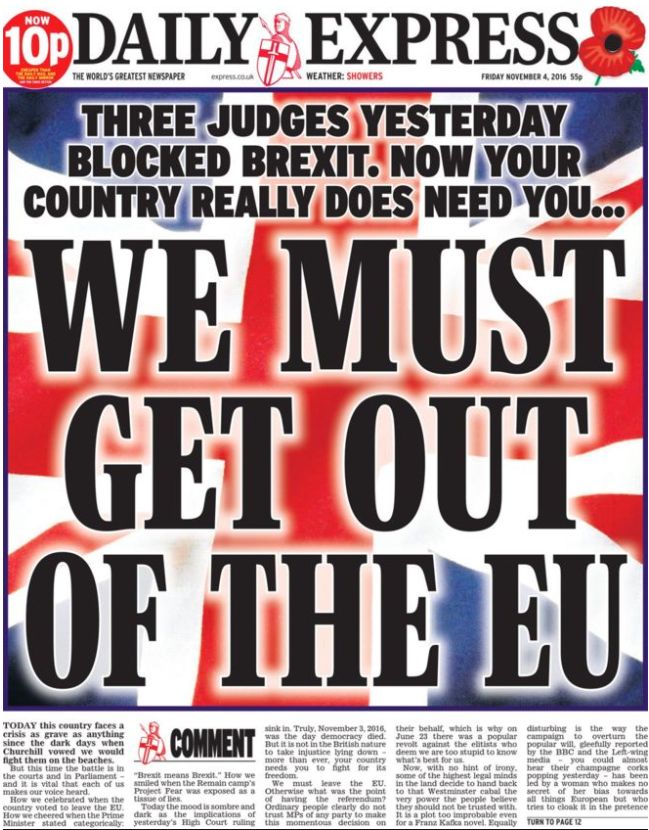 <strong>The Daily Express' front page</strong>