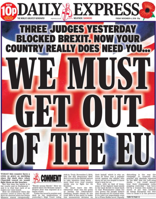 The Daily Express' front page