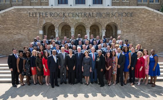 2016 Presidential Leadership Scholars with Presidents Bush & Clinton, Tony Blair, and members of the Little Rock Nine at Central High School.