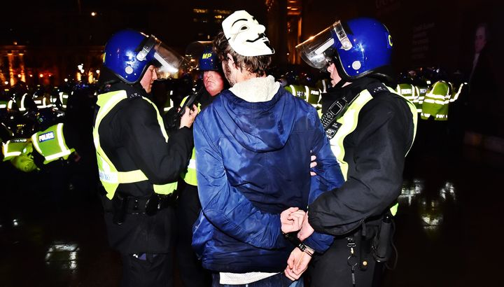 Protestors were arrested at last year's Million Mask March in London
