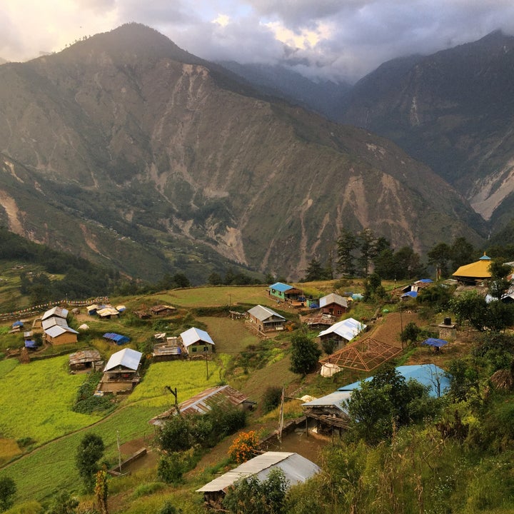 Phulping Katti. 18 months after the April 2015 earthquake devastated the village. Homes and schools are finally being rebuilt. 