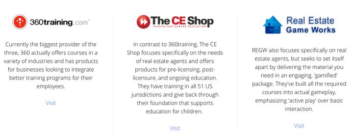 This review will compare and contrast three continuing education options for real estate professionals.