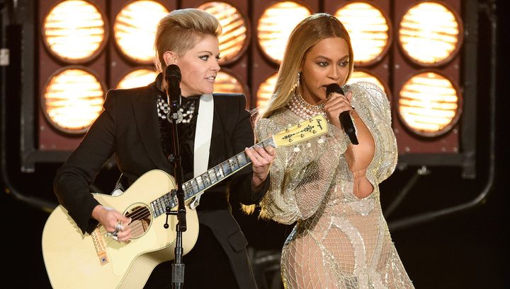 NATALIE MAINES (L) and BEYONCE