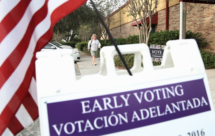 A voter arrives at an Osceola County polling station in Kissimee, Florida, on Oct. 25.