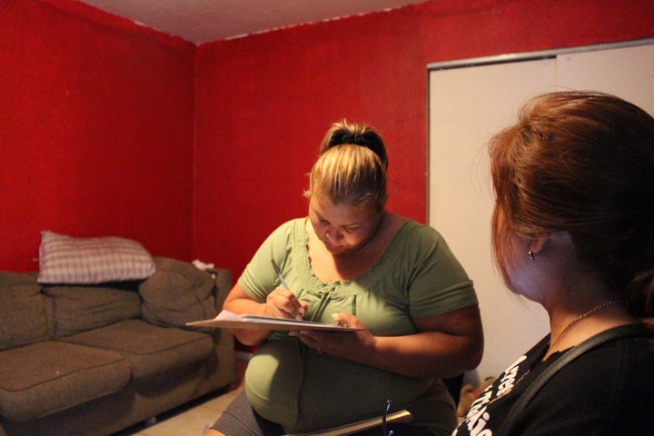 Belen Gutierrez fills out contact information for the Bazta Arpaio campaign attempting to unseat Sheriff Joe Arpaio.