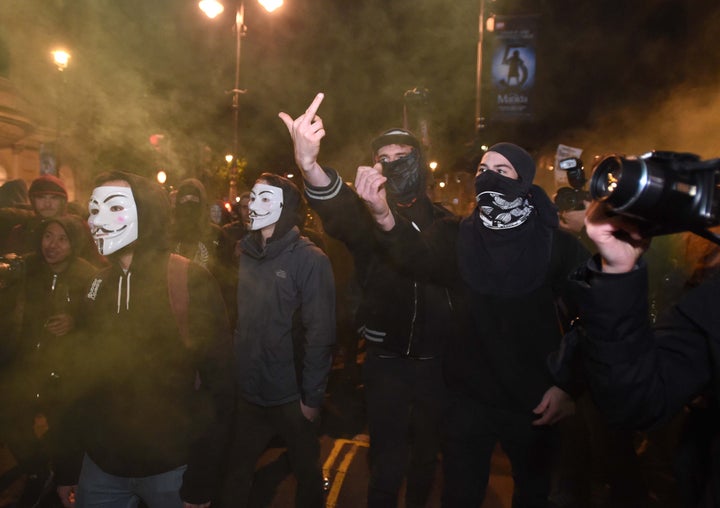 Protesters taunt police on The Strand in London