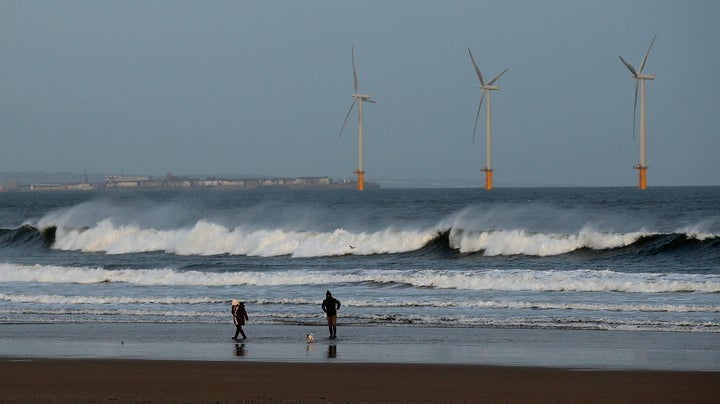 An offshore wind farm in Redcar, northeast England, on Jan. 11, 2015.