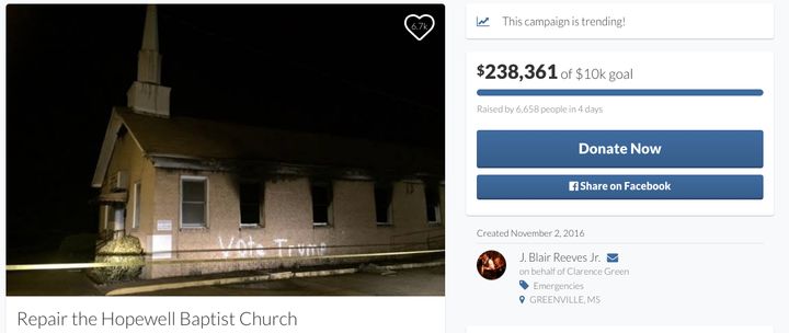 A GoFundMe account has raised more than $230,000 for the church.