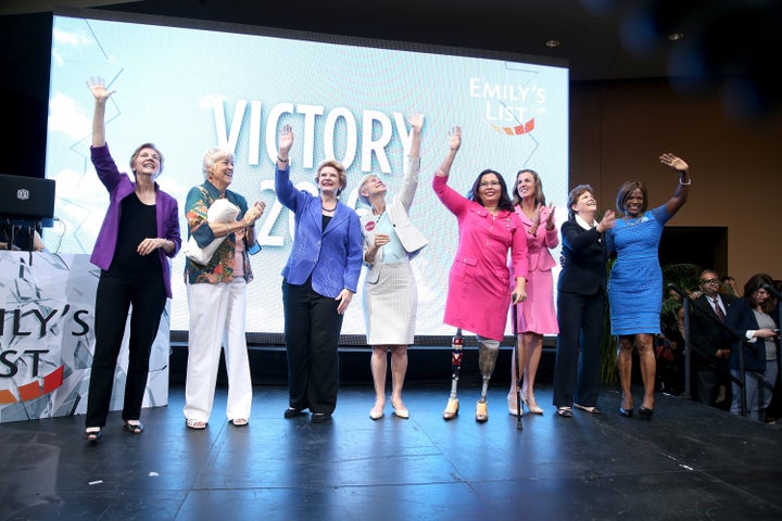 Elizabeth Warren, Ellen Malcolm, Debbie Stabenow, Deborah Roos, Tammy Duckworth, Katie McGinty, Jeanne Shaheen and Val Deming