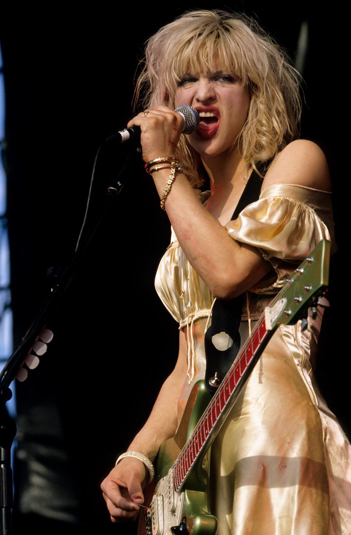 Courtney Love performs with Hole at Reading Festival in 1994
