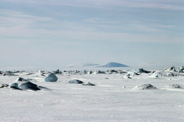 Glacier, Fury and Hecla Strait between Baffin Island and the Melville Peninsula, Canada.