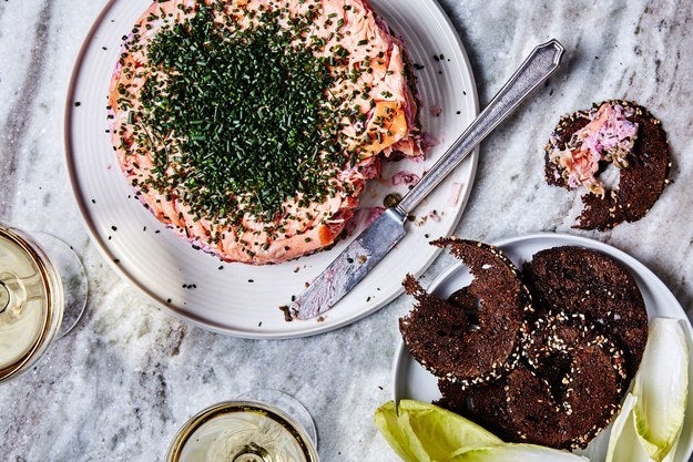 <p>Our <a href="http://www.bonappetit.com/recipe/smoked-salmon-7-layer-dip?mbid=synd_huffpotaste" target="_blank">Smoked Salmon 7-Layer Dip</a>, in all its glory.</p>