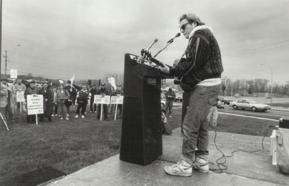 Performing at Electricians Strike, Golden Valley, MN, Sept. 1991.