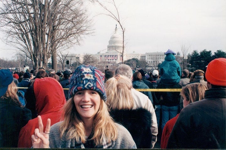 <p>Christine Blackburn in Washington DC at Clinton’s Inauguration, 1997</p>