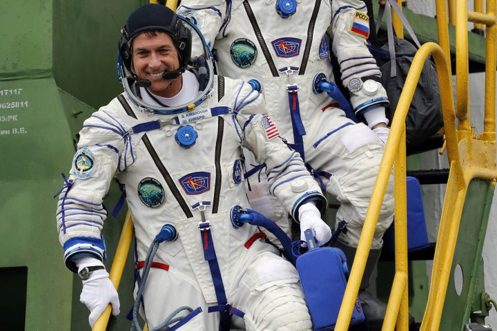International Space Station crew member Shane Kimbrough, pictured, voted mid-orbit last week.