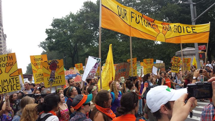 Climate Justice Protesters march in the People’s Climate March in New York City in September 2014