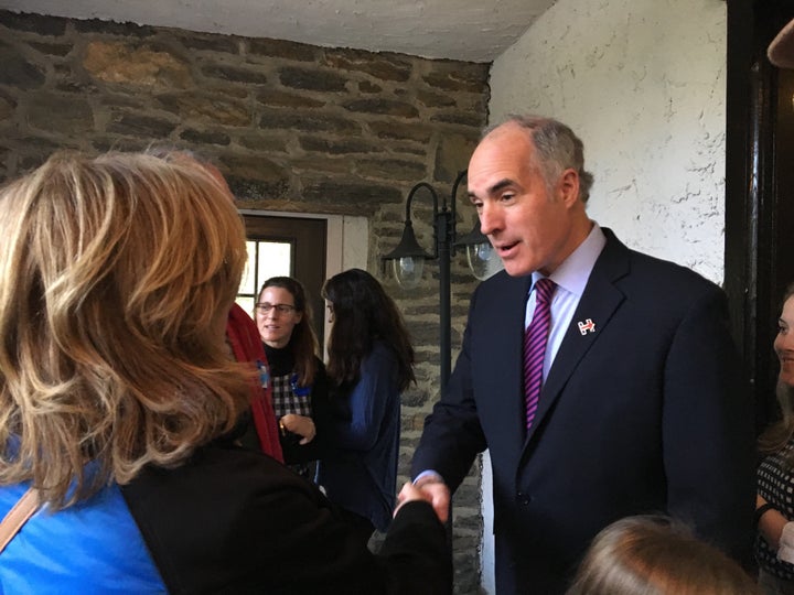 Sen. Bob Casey (D-Pa.) greets Clinton volunteers in a Philadelphia suburb.