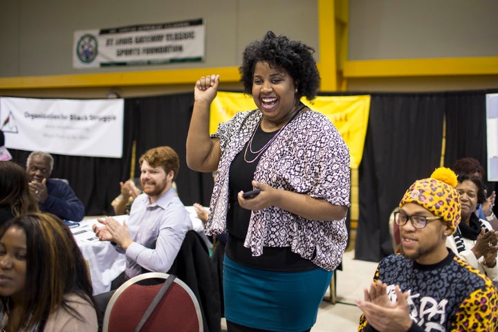 Activist Kayla Reed in 2015. Reed is mobilizing voters against Missouri's proposed constitutional amendment that would impose voter ID requirements.