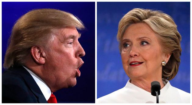 A combination photo shows Republican U.S. presidential nominee Donald Trump (L) and Democratic presidential nominee Hillary Clinton during their third and final debate at UNLV in Las Vegas, Nevada, U.S. on October 19, 2016.