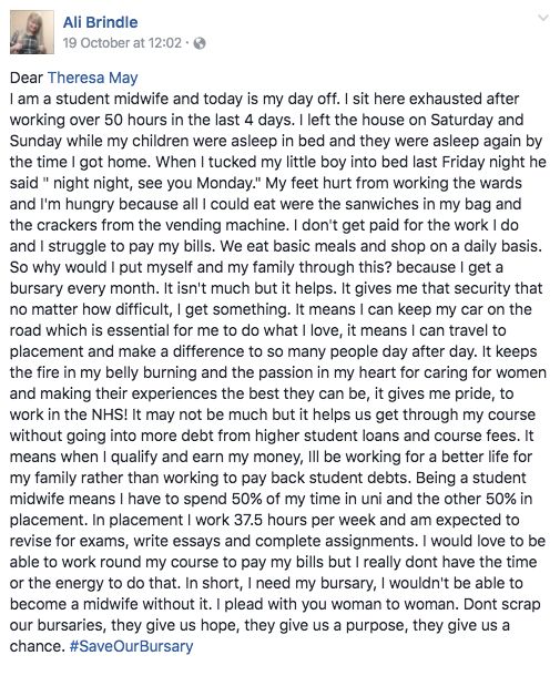 <strong>The student midwife wrote the open letter to the Prime Minister after working 50 hours in four days</strong>