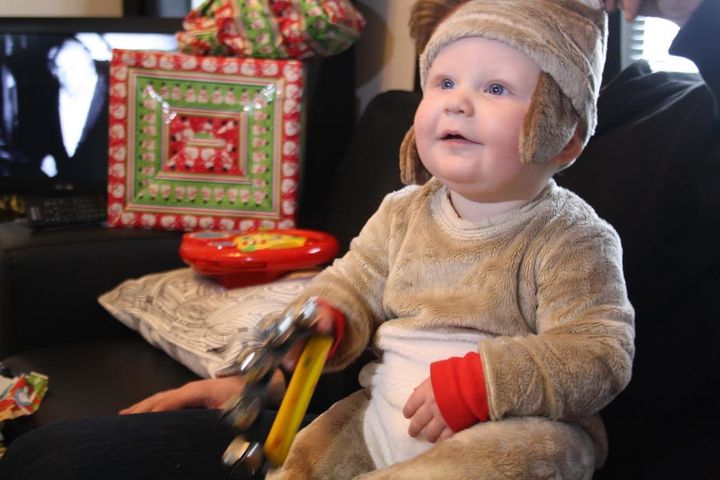Fiona Brennan's son on his first ever Christmas.