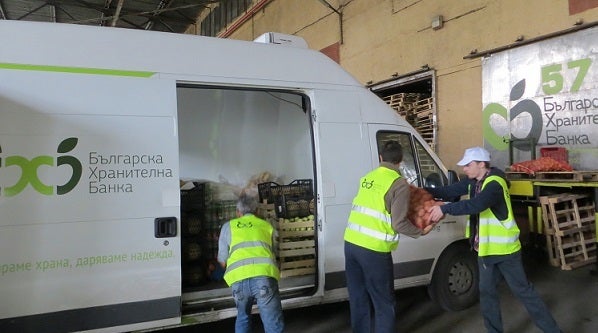 Volunteers working at Bulgaria Food Bank, currently the only food bank in the country.