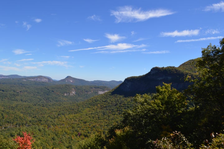 The stunning view from the drive into Highlands, NC.