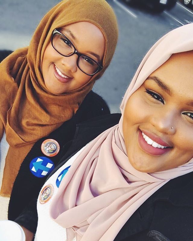 Somalayan writes on Instagram: "Thankful for all those before us who marched, protested and endured violence, incarceration, and intimidation so that these two Muslim, black, immigrant women could vote."