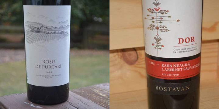 Two good Moldovan wine picks: (left) 2010 Rosu de Purcari, $30; (right) 2015 Bostavan “Dor” Rara Neagra/Cabernet Sauvignon, $10