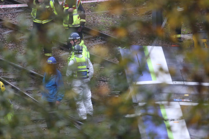 The two-car tram turned over early on Wednesday morning 