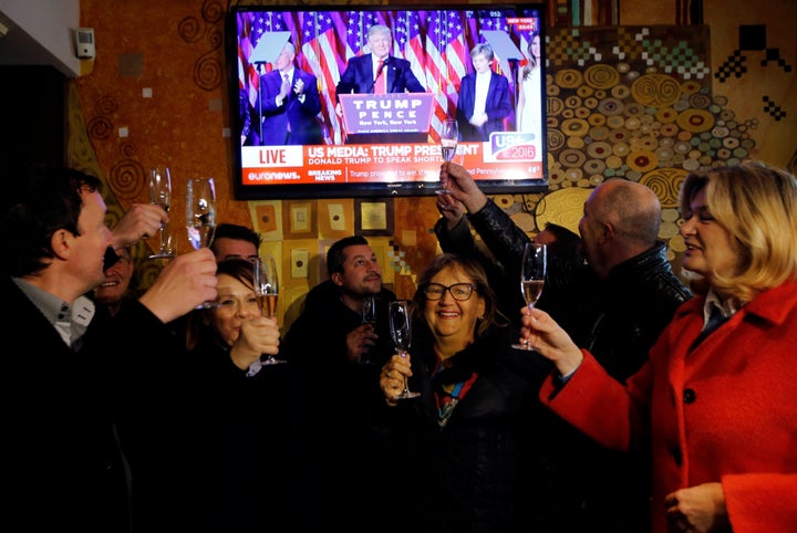 Residents celebrated the presidential election in Melania Trump's hometown of Sevnica, Slovenia.