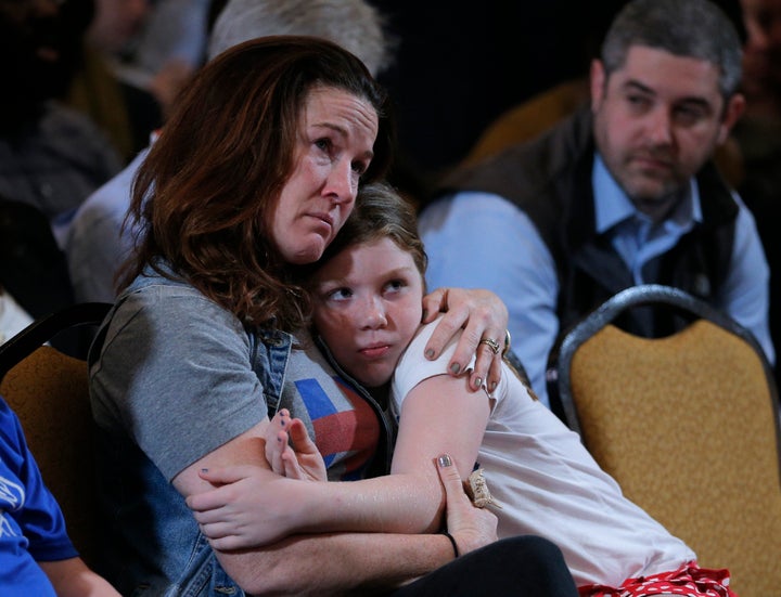 Families wait for Clinton to give concession speech on Nov. 9, 2016.