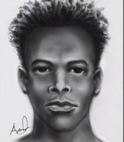 Sketch of the man sought for robbing a pregnant woman in Orlando, Florida.