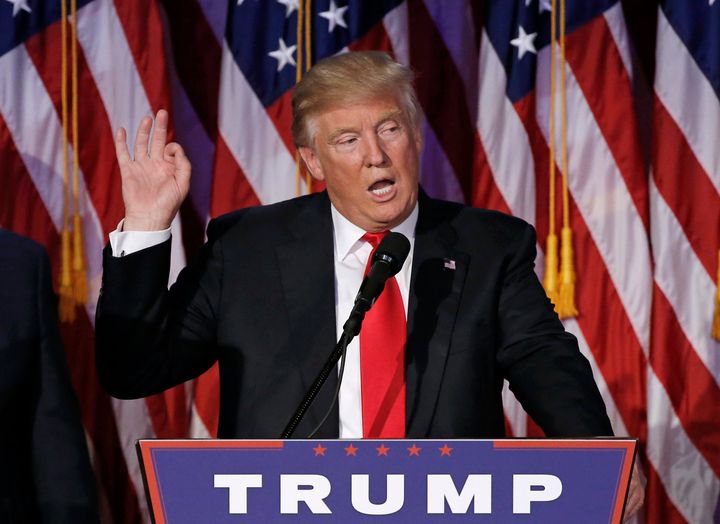 U.S. President elect Donald Trump speaks at election night rally in Manhattan, New York, U.S., November 9, 2016.