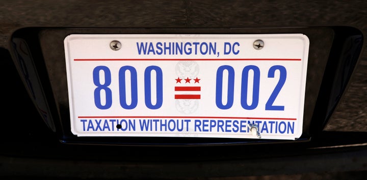 The district's license plates read, "Taxation without representation." This one was on a motorcade vehicle of President Barack Obama in 2013. He had the statement reinstated after his predecessor, George W. Bush, had it removed.