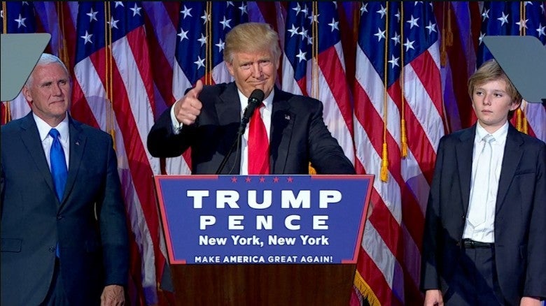 President-elect Donald Trump delivers his acceptance speech.