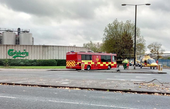 <strong>The East Midlands Ambulance Service (EMAS) hazard response team, an air ambulance and six fire crews were at the scene</strong>