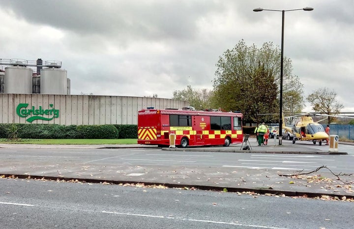 The East Midlands Ambulance Service (EMAS) hazard response team, an air ambulance and six fire crews were at the scene