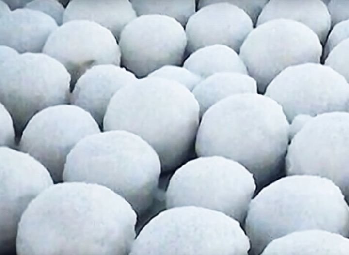 A small group of thousands of snowballs found on a beach near the village of Nyda, in northwest Siberia.