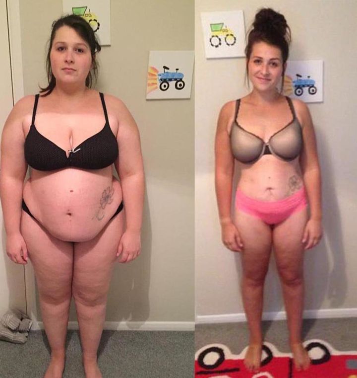 Elli before and after losing weight. 